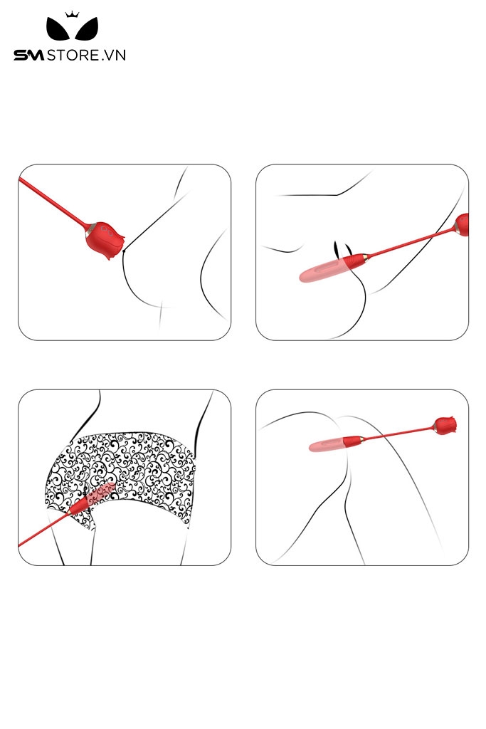 SMT3250 - Máy rung 2 đầu hoa hồng và đầu dương vật dài 46cm