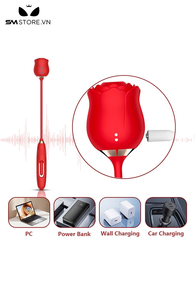 SMT3250 - Máy rung 2 đầu hoa hồng và đầu dương vật dài 46cm