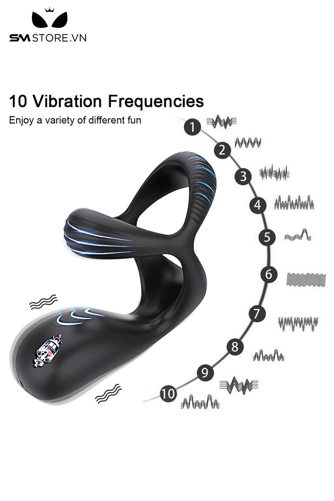 SMT3252 - Vòng rung dương vật silicon có 10 chế độ sạc điện dài 8cm