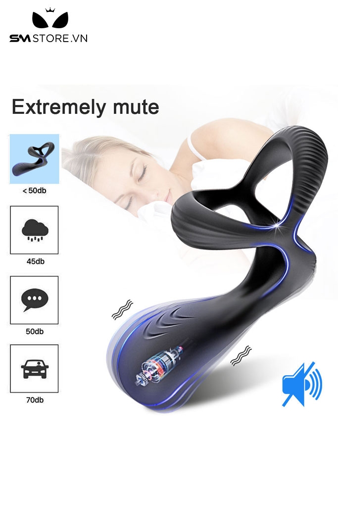 SMT3252 - Vòng rung dương vật silicon có 10 chế độ sạc điện dài 8cm