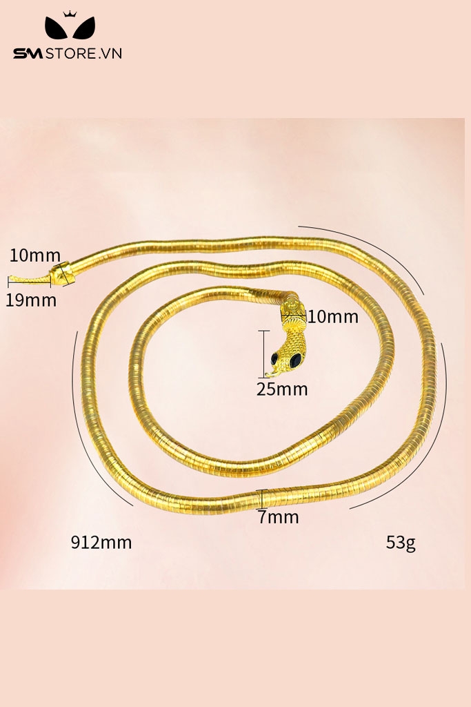 SMT3254 - Vòng đeo dương vật inox ngụy trang con rắn dài 89cm