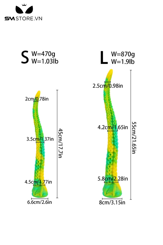 SMT3257 - Anal long xúc tu bạch tuộc silicon mềm dài 45 và 55cm