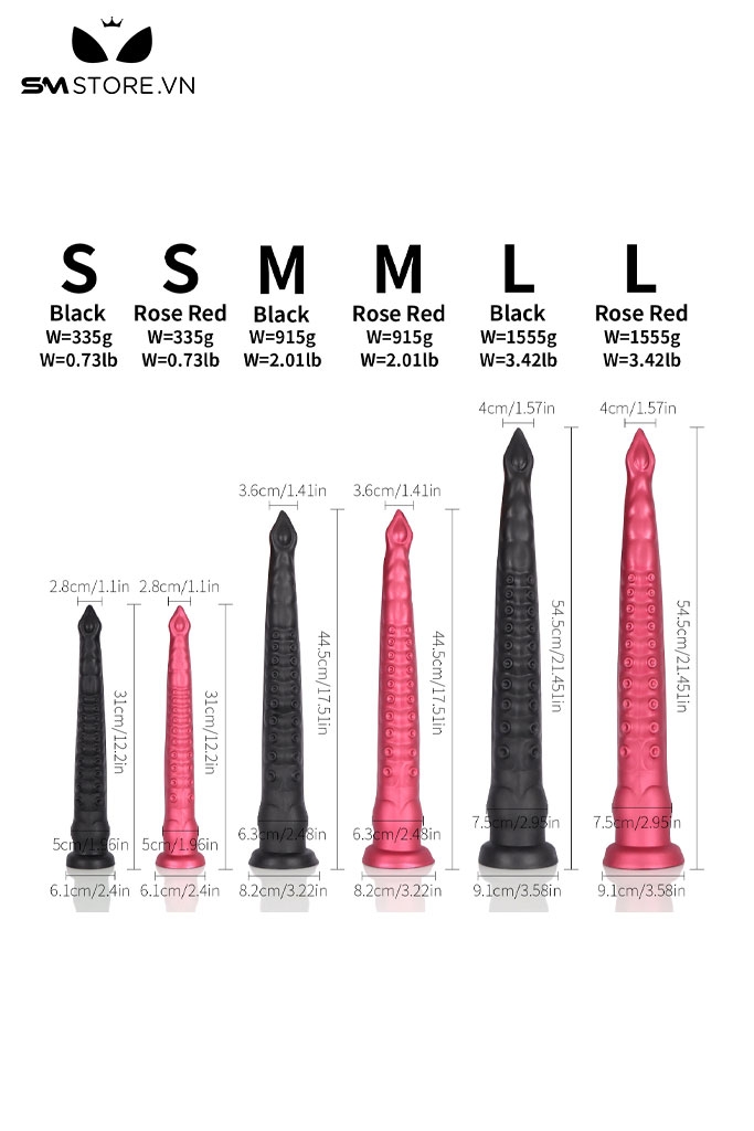 SMT3258 - Long anal với đầu nhọn có xúc tu bạch tuộc và 3 kích cỡ