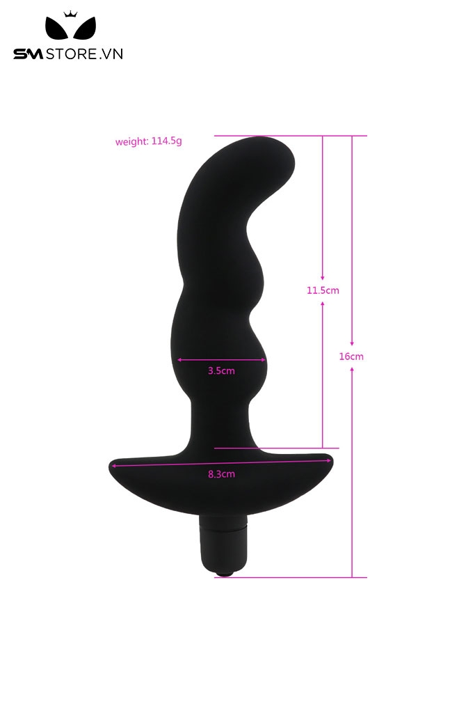 SMT3264 - Đồ chơi hậu môn silicon có 3 tầng có 10 tần số dài 16cm