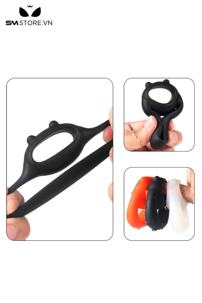 SMT3266 - Vòng cao su đeo dương vật hình tai gấu dài 7cm