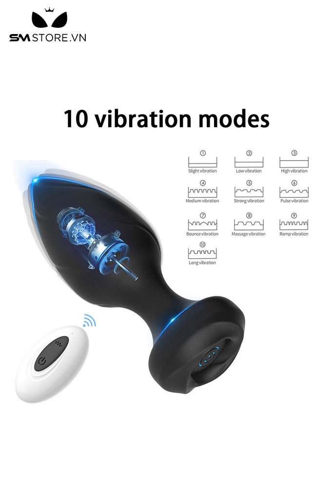 SMT3269 - Máy rung hậu môn điều khiển từ xa có 10 tần số vân ngang