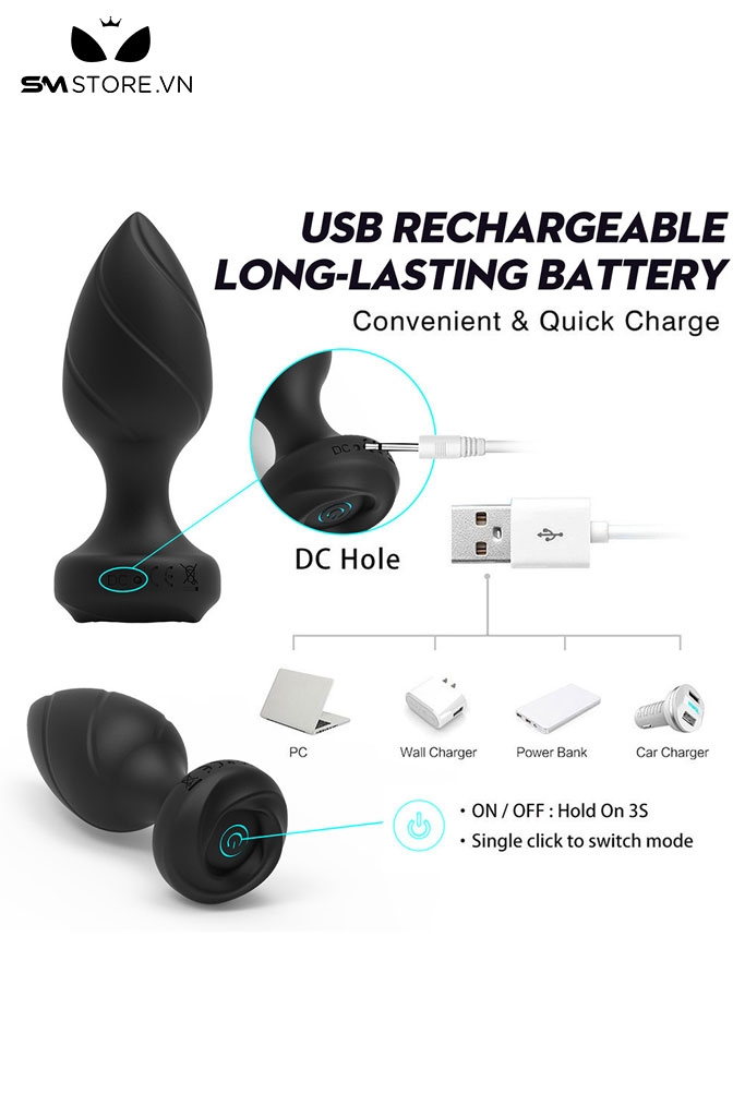 SMT3269 - Máy rung hậu môn điều khiển từ xa có 10 tần số vân ngang