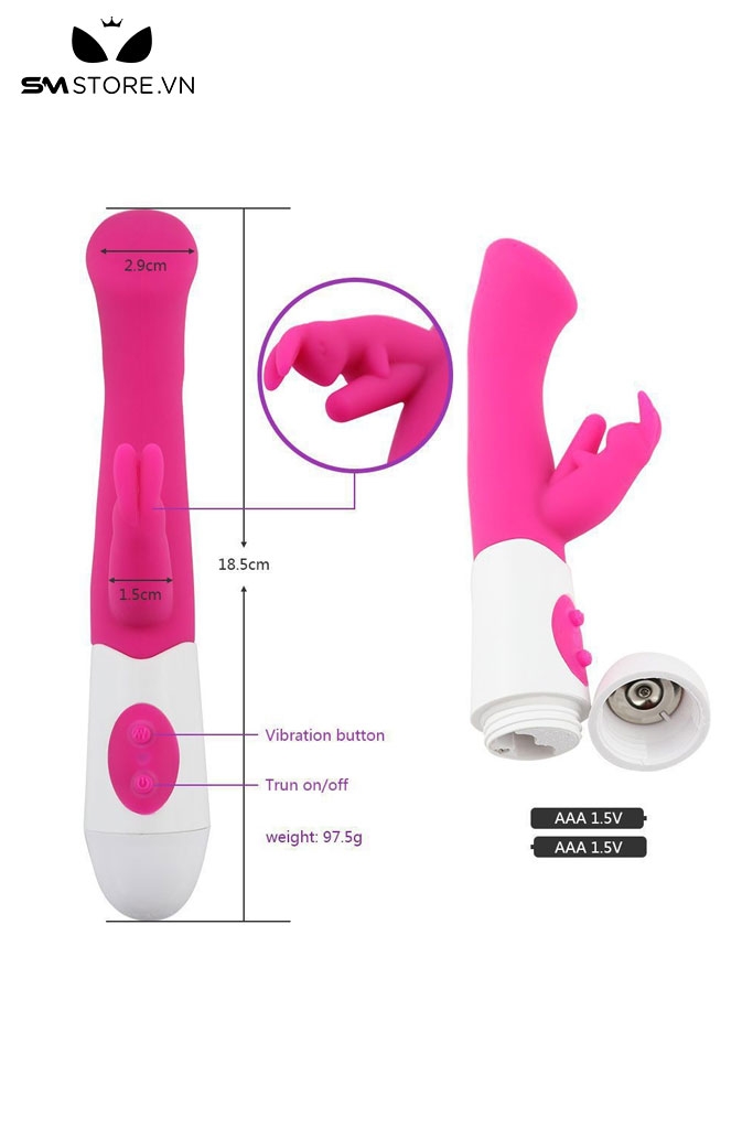 SMT3271 - Máy rung tai thỏ cầm gậy bằng silicon mềm dài 18.5cm