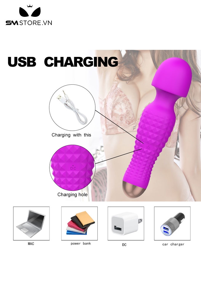 SMT3276 - Chày rung tình yêu silicon có gai thân và 12 tần số dài 185mm