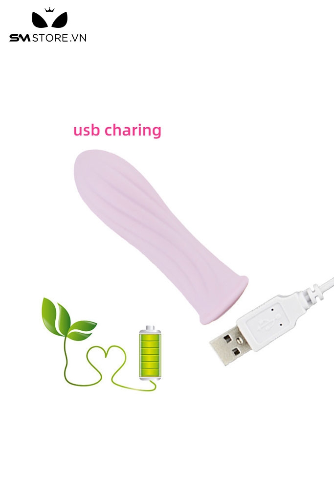 SMT3289 - Trứng rung mini vân xoắn ốc có 10 chế độ sạc điện dài 10cm
