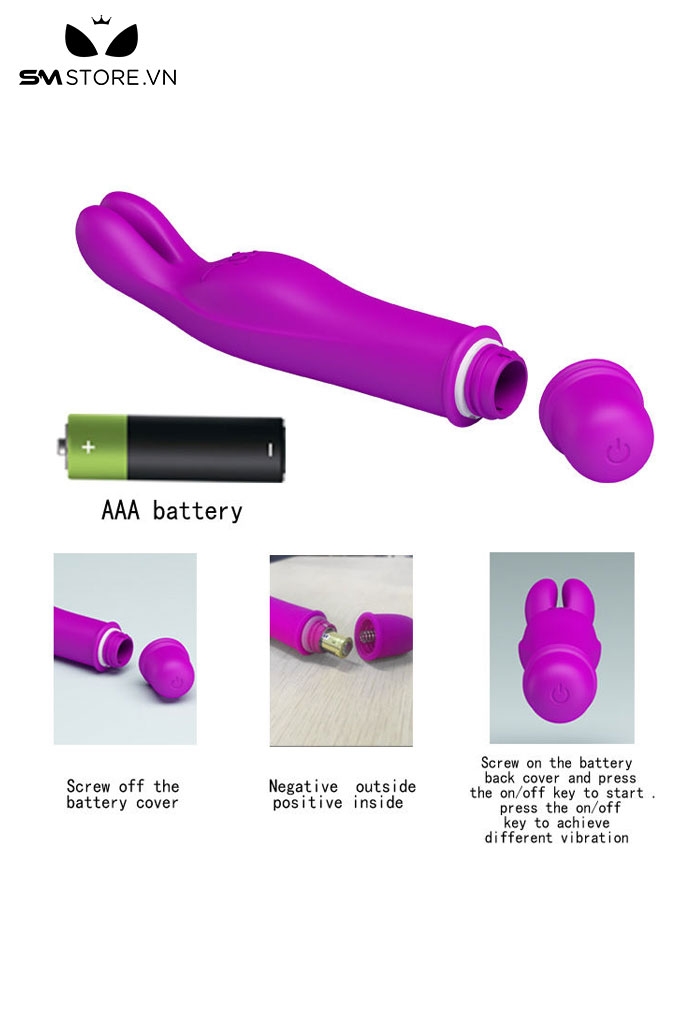 SMT3292 - Máy rung tai thỏ silicon Pretty Love dài 136mm có 10 tần số