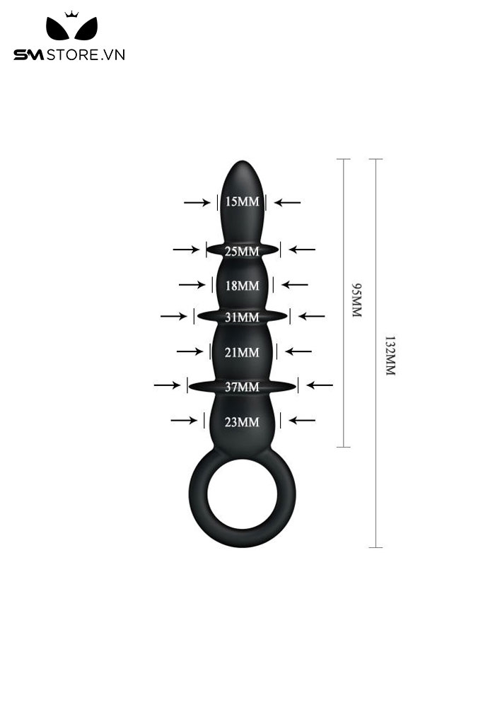 SMT3333 - Đồ chơi hậu môn silicon Pretty Love có 5 tầng dài 132mm
