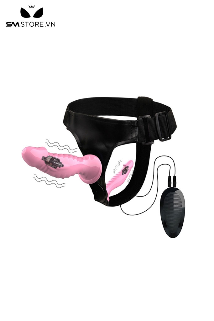 SMT3339 - Dương vật giả 2 đầu có rung điều khiển có dây dài 14 và 17cm