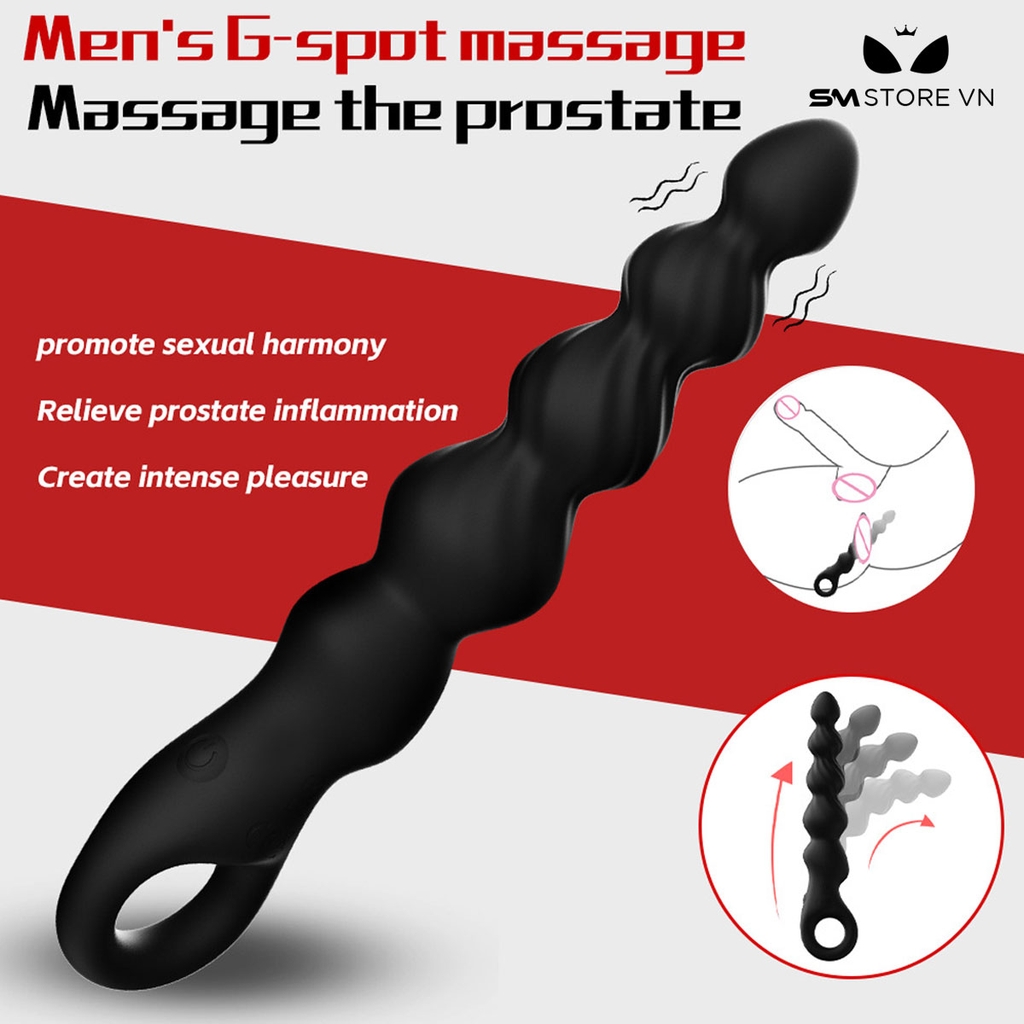 SMT3346 - Anal bead silicon chuỗi hạt có 12 chế độ rung và sạc điện