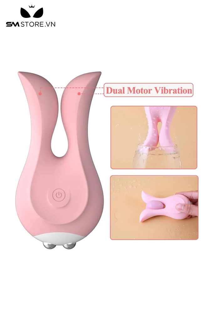 SMT3368 - Máy rung kẹp núm vú hình tai thỏ có 10 chế độ sạc điện