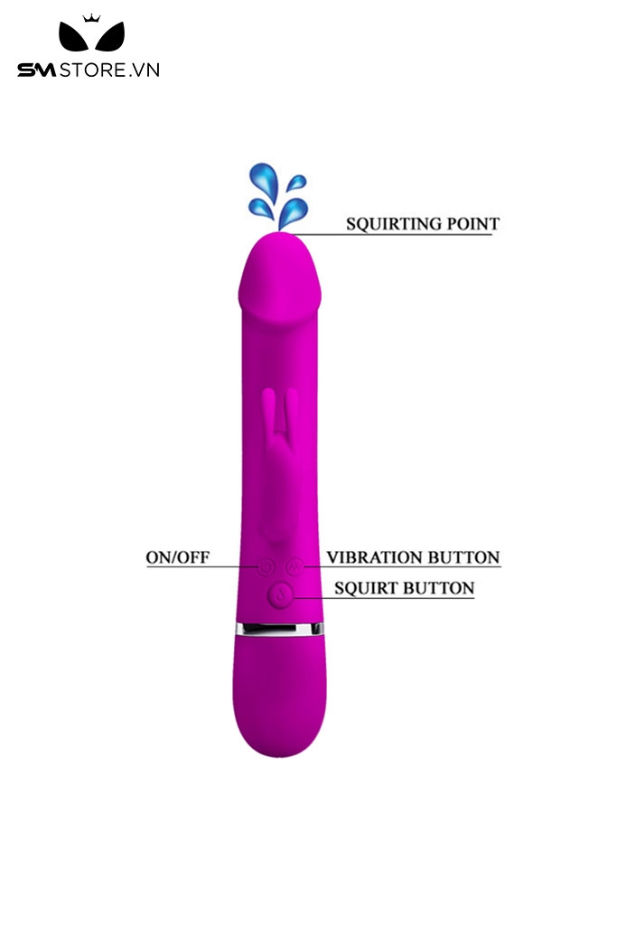 SMT3369 - Máy rung Pretty Love đầu dương vật và tai thỏ mix phun nước