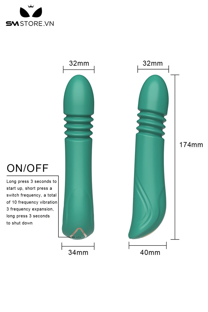 SMT3377 - Máy rung đầu dương vật vân ngang giữa 10 tần số dài 174mm