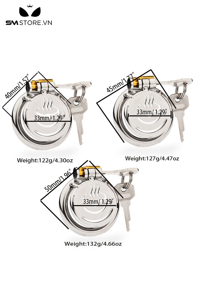 SMT3412 - Khóa dương vật mặt dẹt hình cốc cafe thoáng khí và 3 size