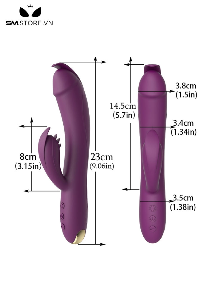 SMT3416 - Máy rung 2 đầu có lưỡi liếm sạc điện và 10 chế độ dài 23cm