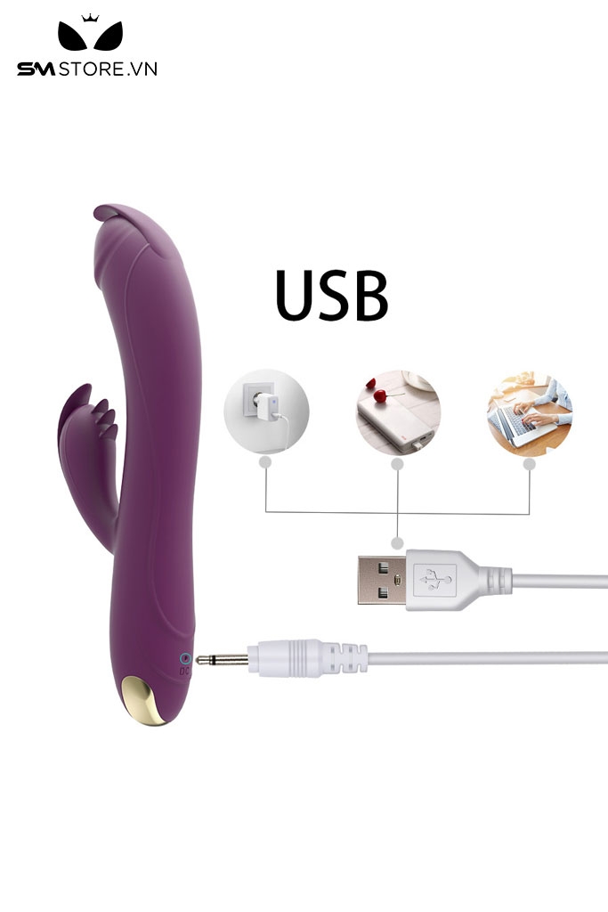 SMT3416 - Máy rung 2 đầu có lưỡi liếm sạc điện và 10 chế độ dài 23cm