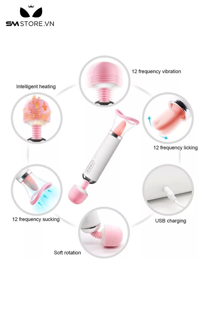 SMT3422 - Chày rung tình yêu 3 trong 1 mix lưỡi liếm có 12 chế độ