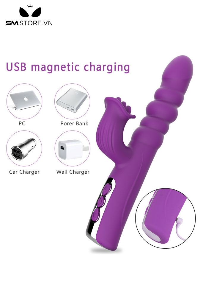 SMT3426 - Máy rung ngoáy có lưỡi liếm và nhánh tai thỏ dài 26cm
