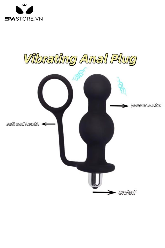 SMT3433 - Anal bead silicon mix vòng đeo dương vật dài 14cm