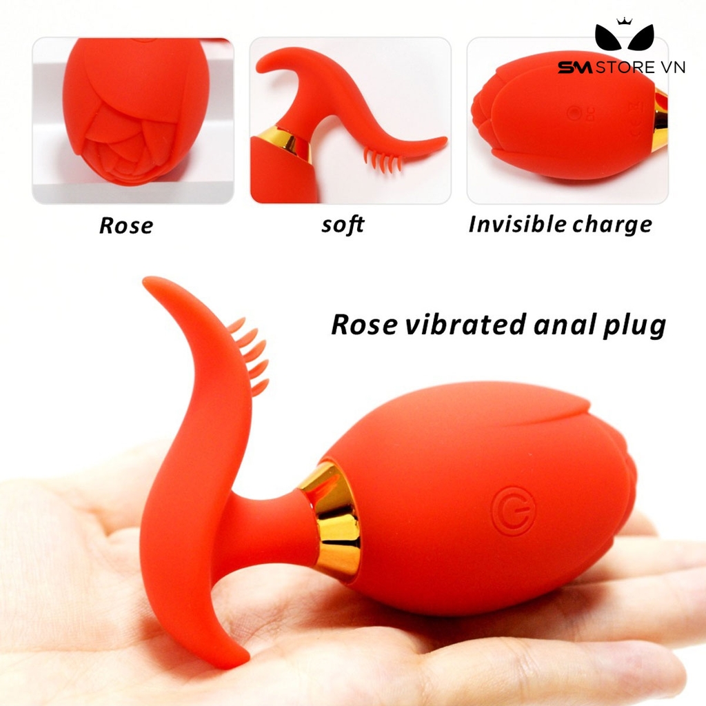 SMT3445 - Máy rung hậu môn nụ hoa hồng có gai mềm dài 8.5cm