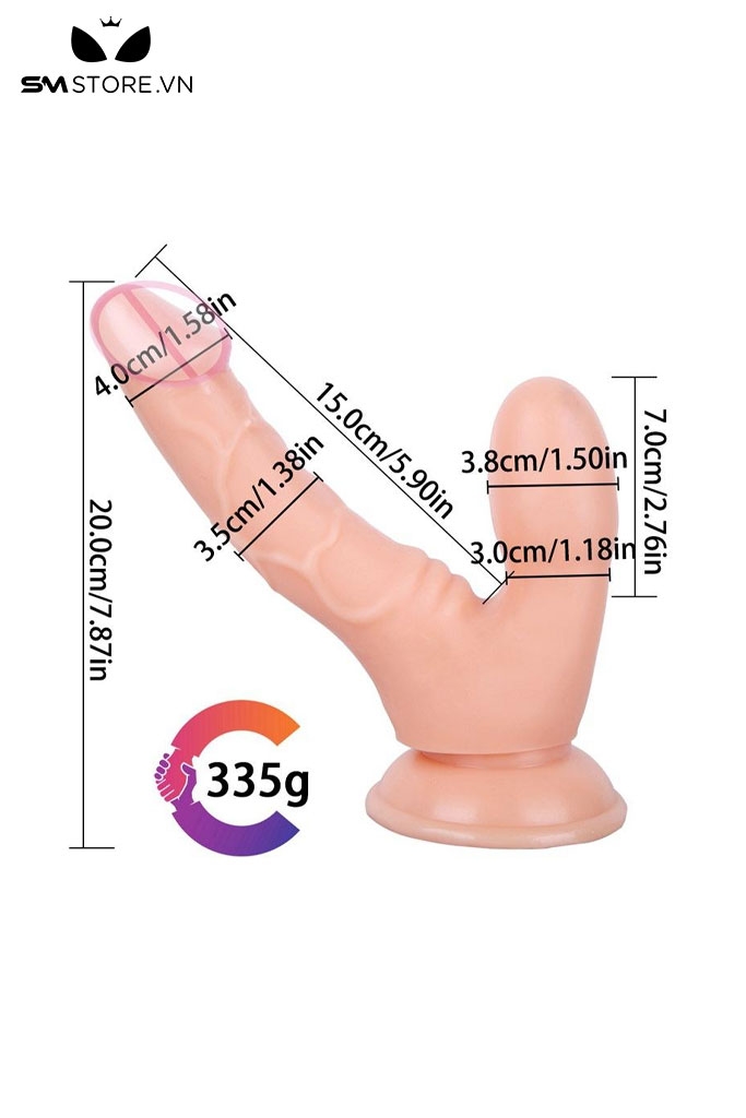 SMT3465 - Cu giả silicon 2 đầu cùng phía có đế dính tường dài 20cm