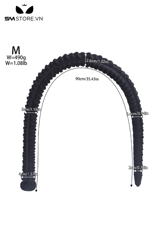 SMT3473 - Long anal dài 1m thiết kế dạng vân đốt có đế dính tường