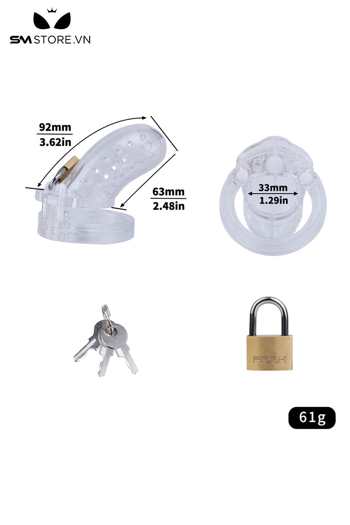 SMT3585 - Khóa dương vật nhựa có lỗ nhỏ thoáng khí với bộ 5 vòng
