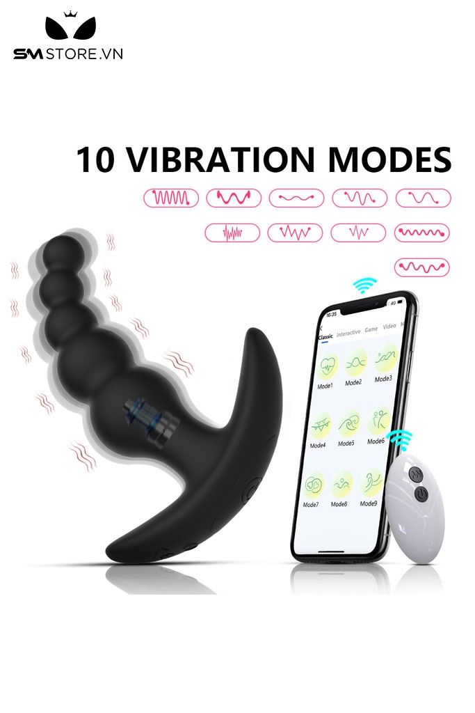 SMT3503 - Combo 4 anal bead hậu môn điều khiển từ xa với chuỗi bi liền