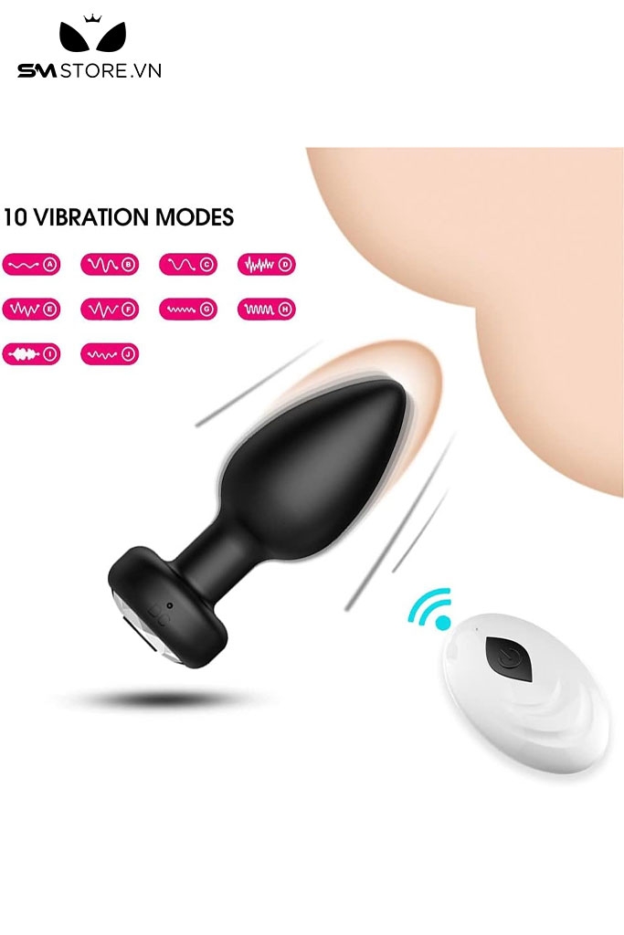 SMT3509 - Set 4 butt plug hậu môn điều khiển từ xa sạc điện đế đính hạt