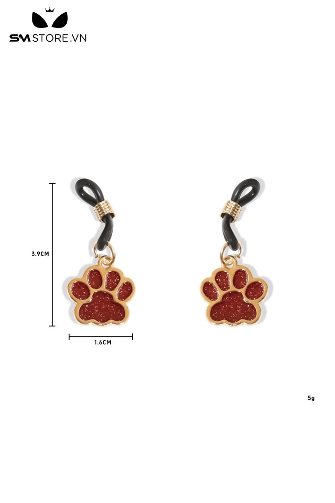 SMT3538 - Kẹp núm vú dạng thít hình chân mèo viền vàng dài 3.9cm