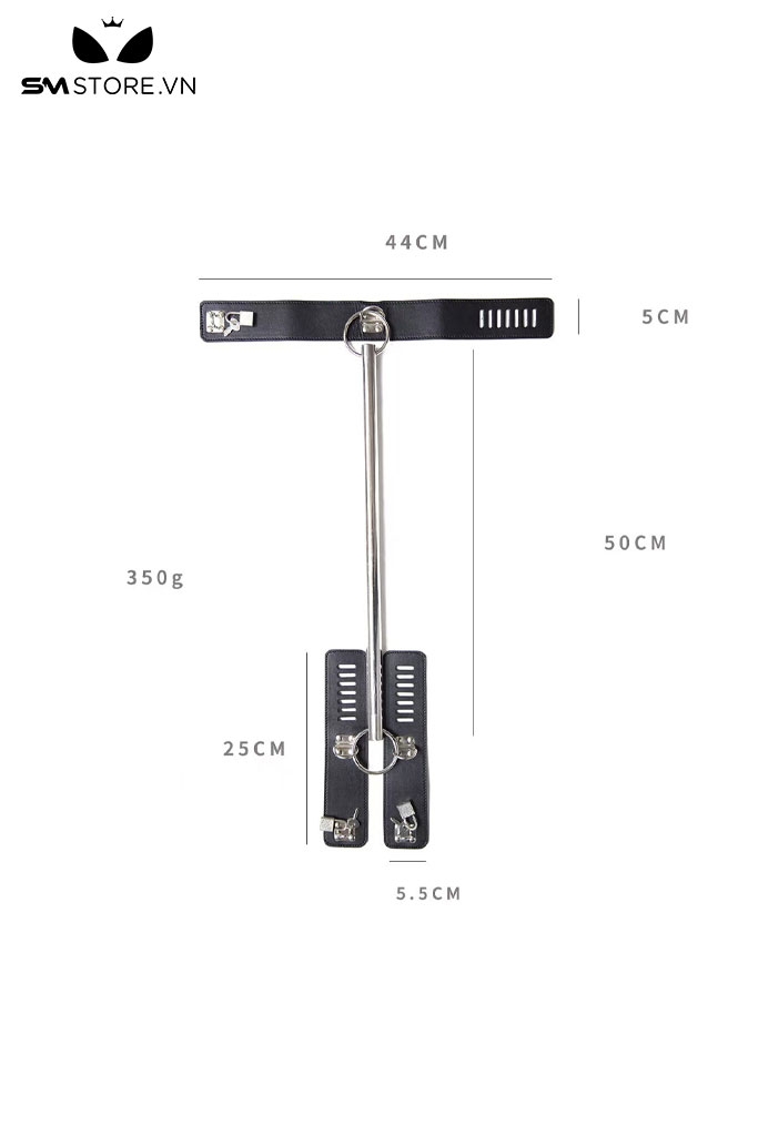 SMT3548 - Đồ chơi BDSM xích cổ nối còng tay da PU dài 50cm