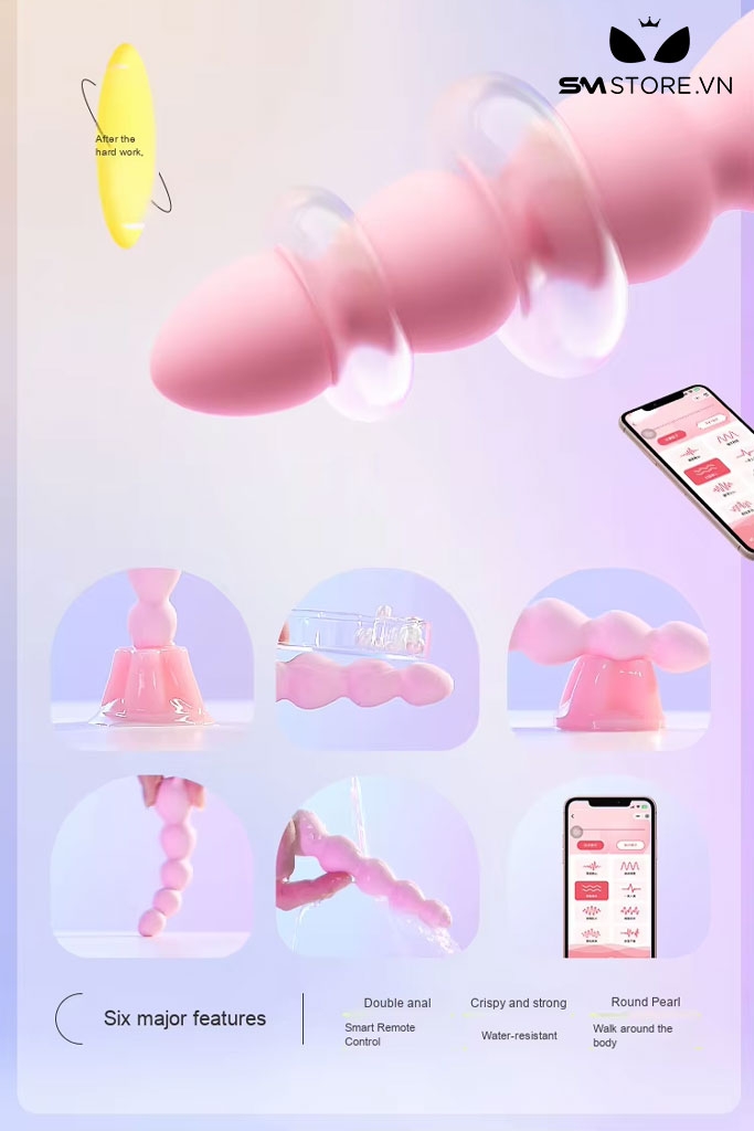 SMT3558 - Anal bead ngụy trang tai hưu silicon mềm dài 154mm