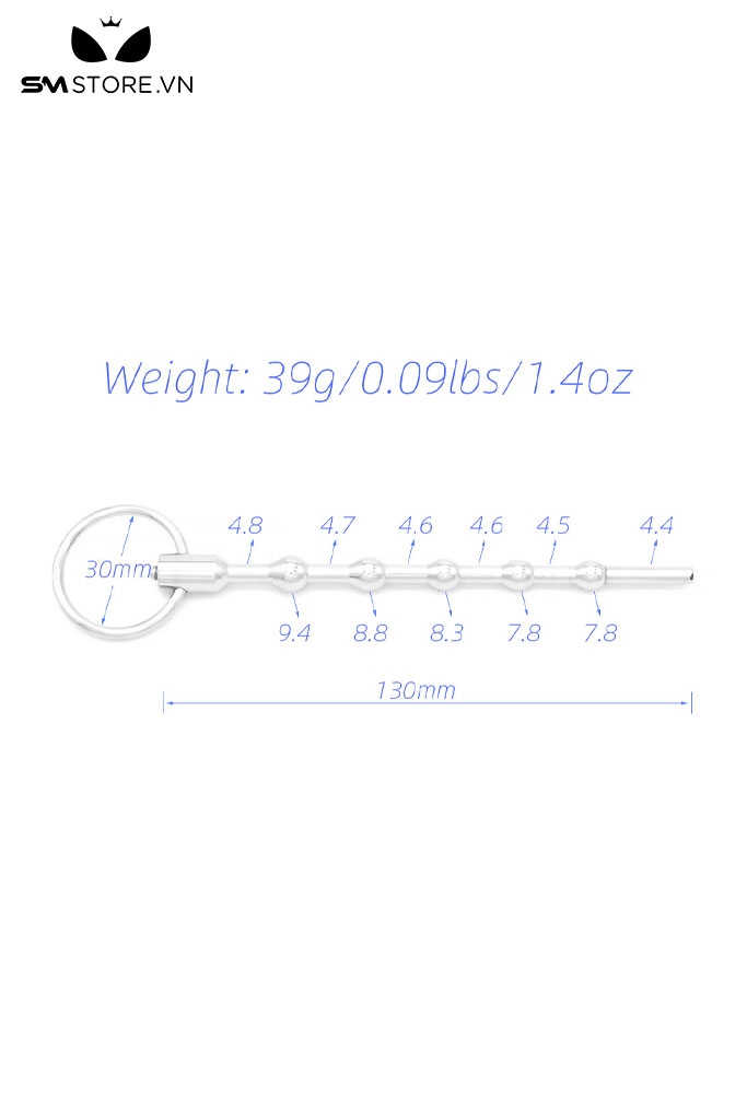 SMT3571 - Sounding niệu đạo kích điện dạng bi nối mix miếng dán dài 13cm