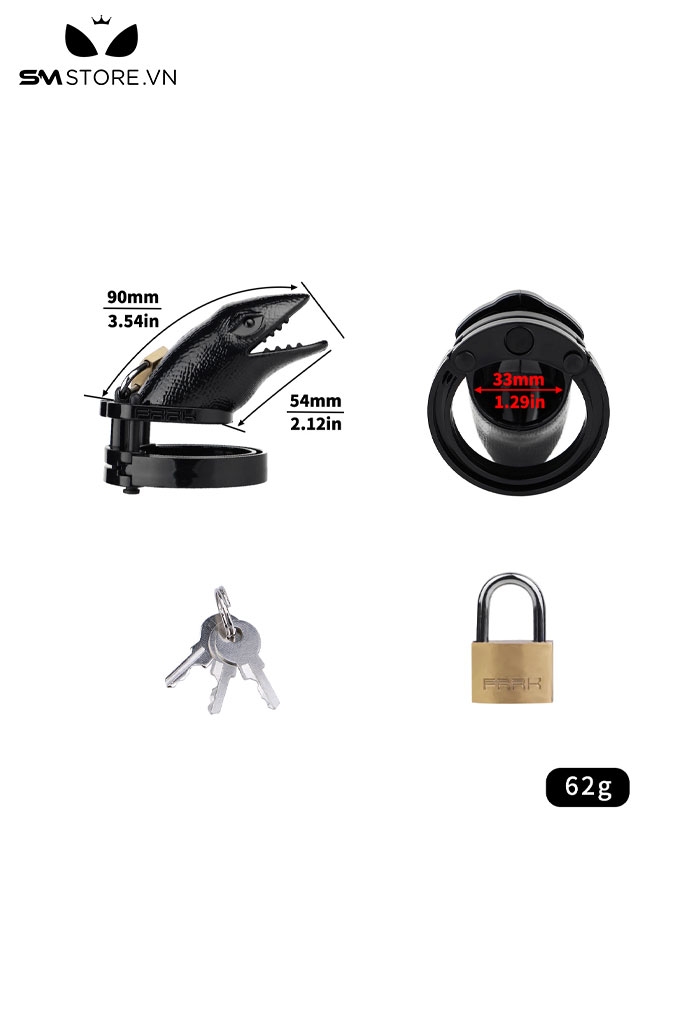 SMT3586 - Khóa cu nhựa hình da con cá sấu có lỗ thoáng dài 9cm