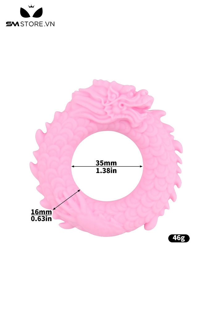 SMT3590 - Vòng đeo cu silicon hình con rồng đường kính 35mm