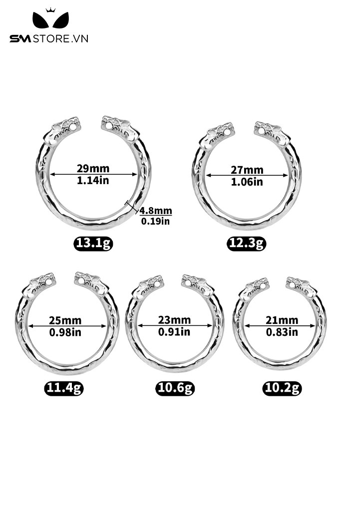 SMT3600 - Vòng đeo cu inox hình con rồng vàng 2 đầu có 5 kích cõ