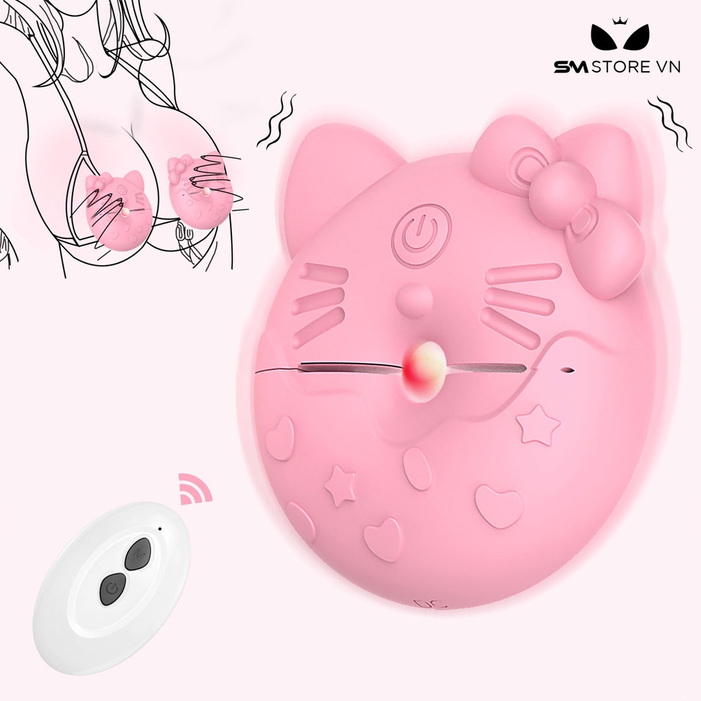SMT3605 - Kẹp núm vú rung hình mèo Hello Kitty có 9 chế độ dài 7cm