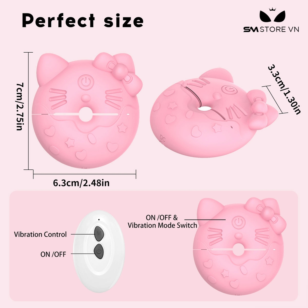 SMT3605 - Kẹp núm vú rung hình mèo Hello Kitty có 9 chế độ dài 7cm