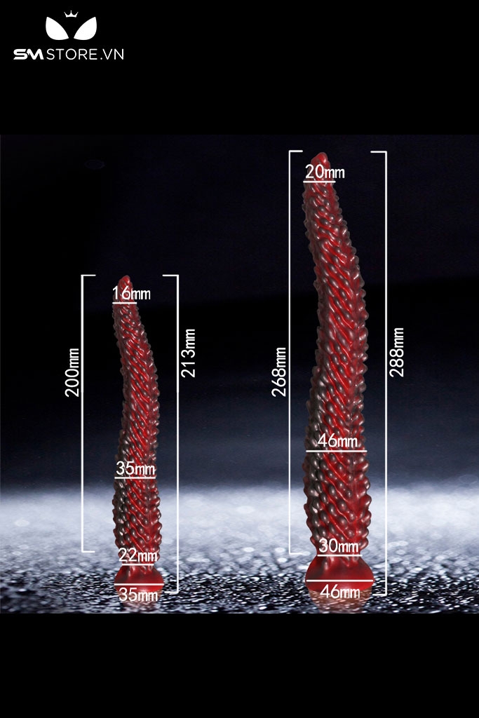 SMT3661 - Đồ chơi hậu môn silicon anal long có hạt nổi dài 213 và 288mm