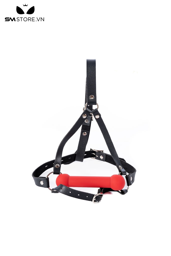 SMT3694 - Bit gag silicon có quai đeo qua đầu da PU dài 12.5cm