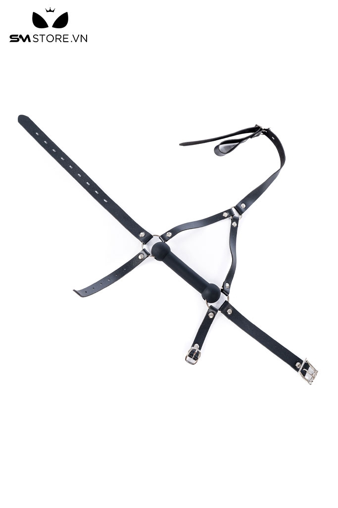 SMT3694 - Bit gag silicon có quai đeo qua đầu da PU dài 12.5cm