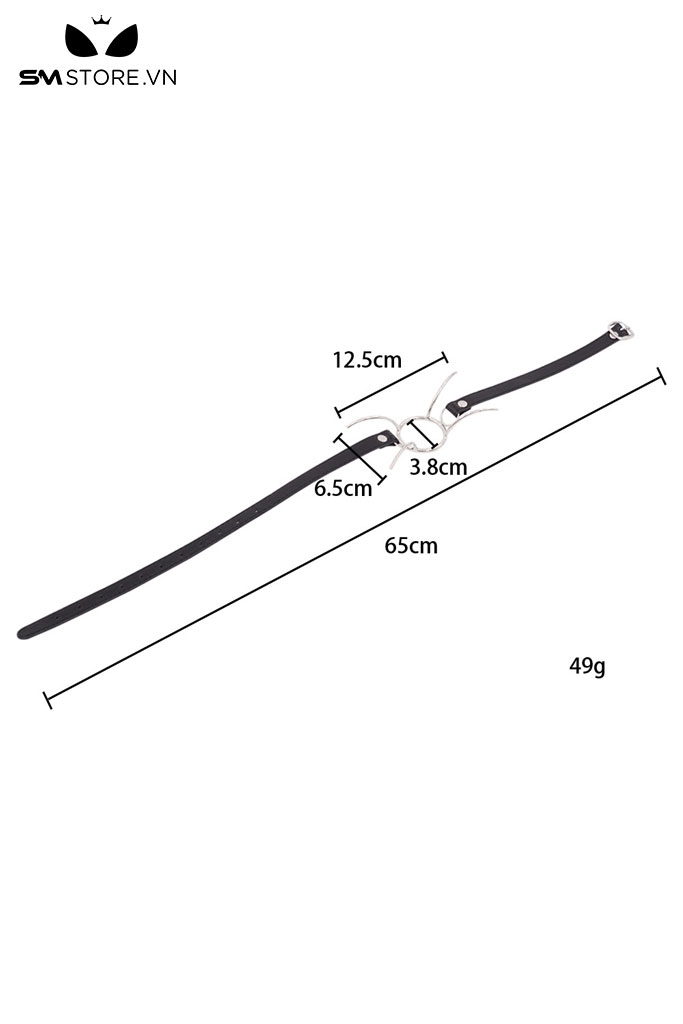 SMT3698 - Đồ chơi bịt miệng ring gag inox hình nhện mix dây da dài 65cm