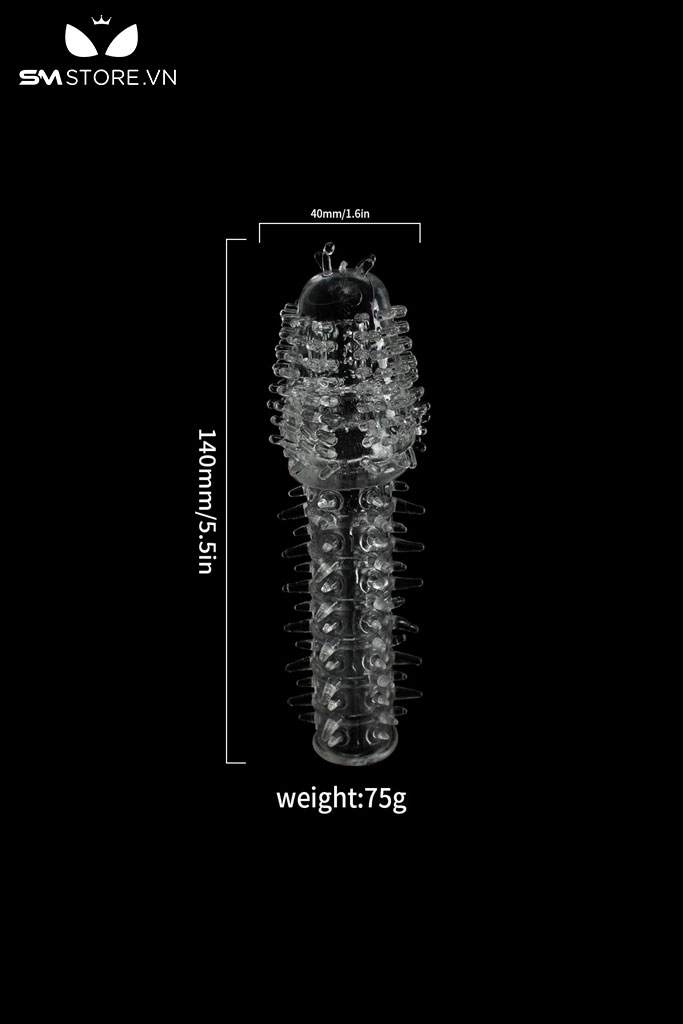 SMT3722 - Bao đôn dên có gai nhọn quanh trong suốt silicon dài 14cm