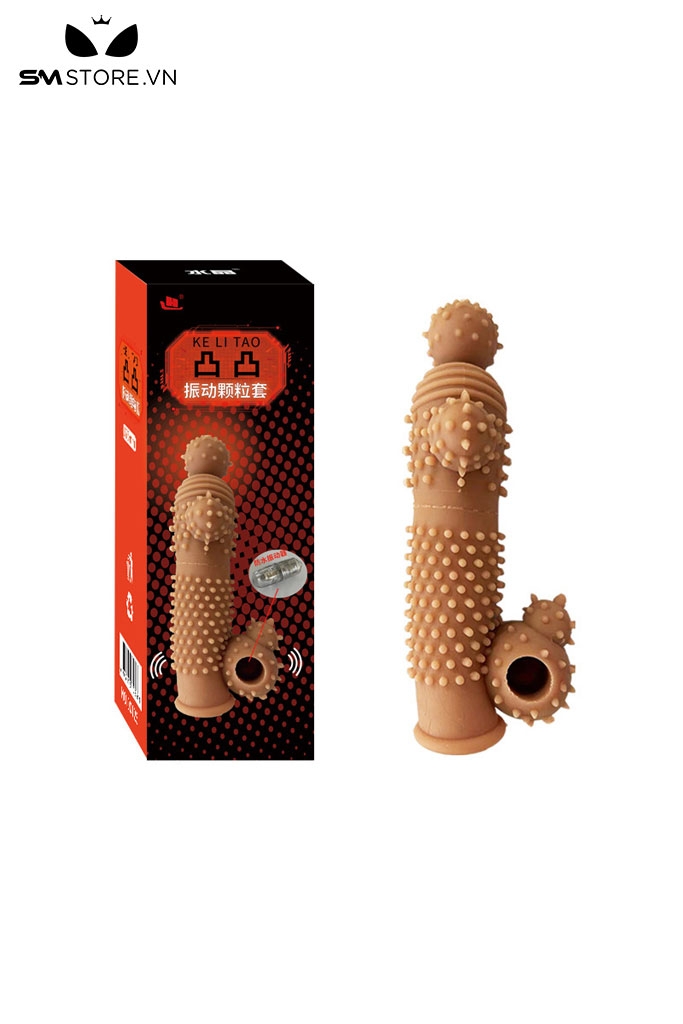 SMT3729 - Bao cao su đôn có rung mix bi nhỏ và gai nhọn dài 17.5cm
