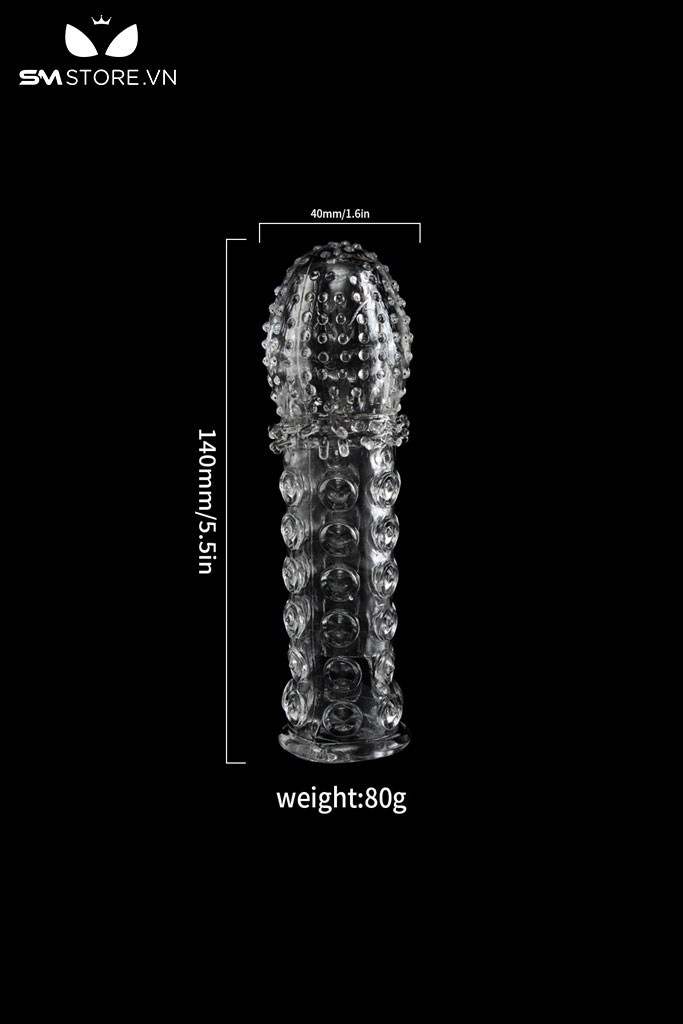 SMT3733 - Bao đôn dên trong suốt có gai nổi đầu silicon dài 14cm