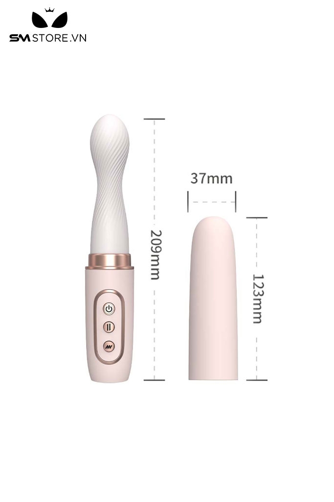 SMT3747 - Máy rung đầu dương vật có nắp tháo đậy silicon dài 209mm